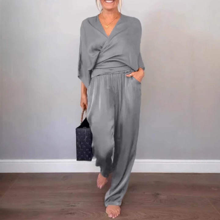 Women Elegant Wrap High-End with Loose Cut and Matching Palazzo Pants Lune London
