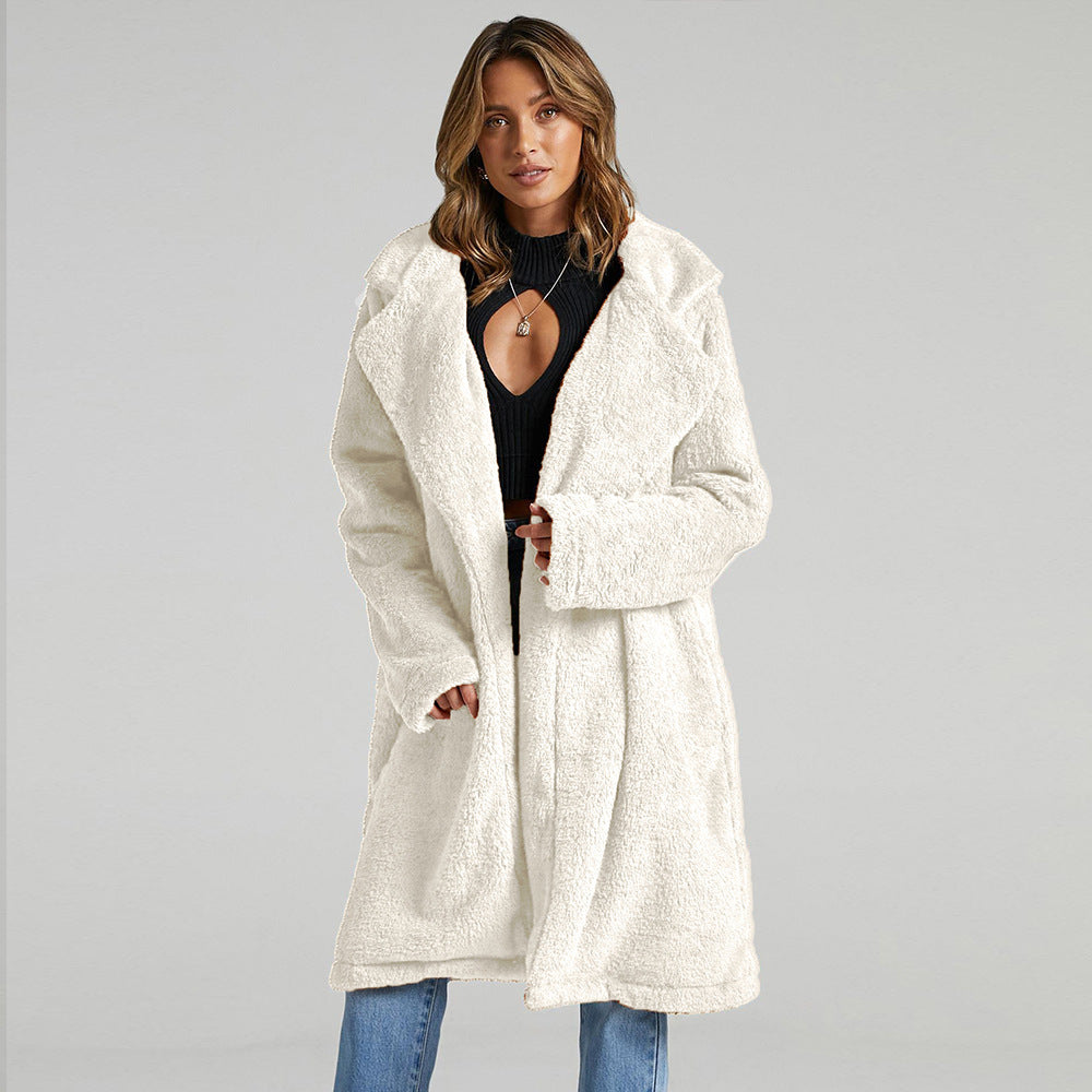 Ladies Long, soft Teddy coat with Lune London revers