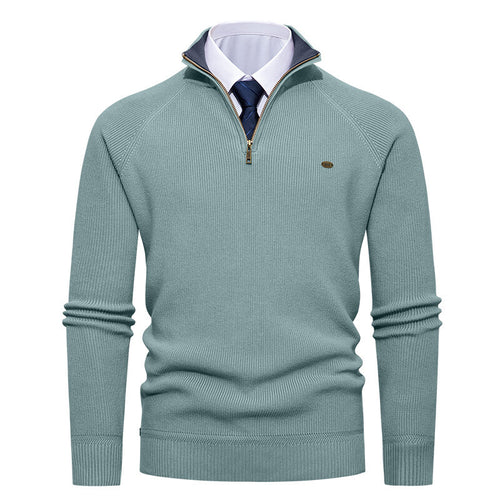 Elegant knitted pullover for men with high collar and zipper Lune London