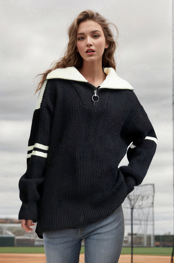 Oversized sporty sweatshirt for women with zipper and wide sleeves Lune London