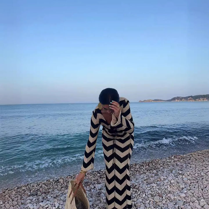 Ladies' knitted dress with zigzag design and loose fit Lune London