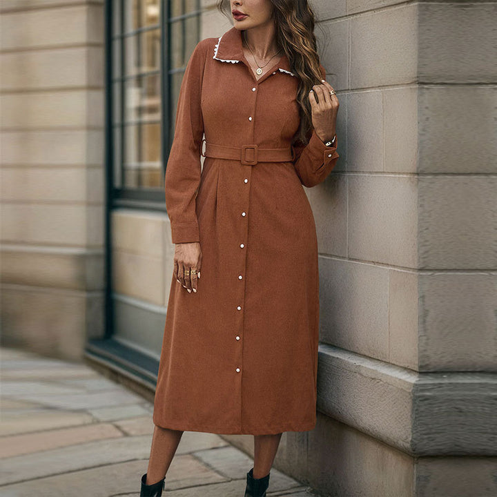 Shirt dress for ladies with waist belt and elegant slit Lune London