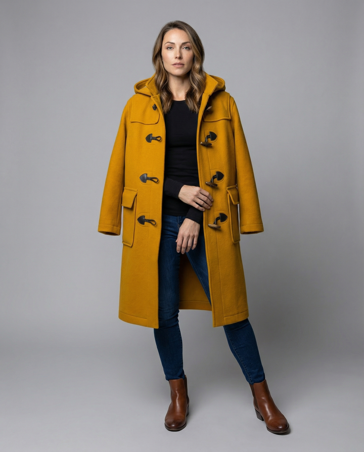 Women’s Oversized Duffle Coat with Hood & Wooden Buttons | Lune London