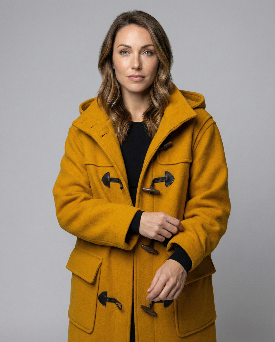 Women’s Oversized Duffle Coat with Hood & Wooden Buttons | Lune London