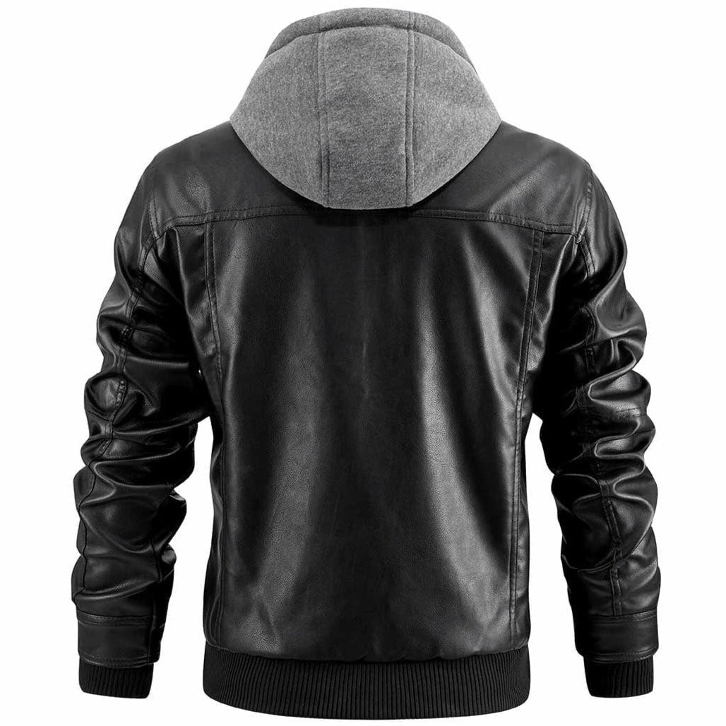 Lune London | Urban street jacket in faux leather with removable hood - Trendy transition jacket for everyday life and leisure