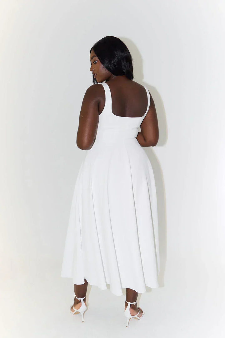 Lune London | Midi Dress with High Waist and Square Neckline