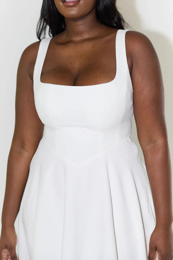 Lune London | Midi Dress with High Waist and Square Neckline