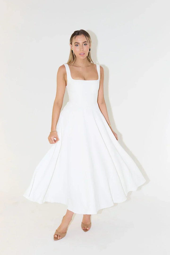 Lune London | Midi Dress with High Waist and Square Neckline