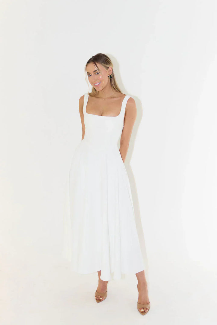 Lune London | Midi Dress with High Waist and Square Neckline
