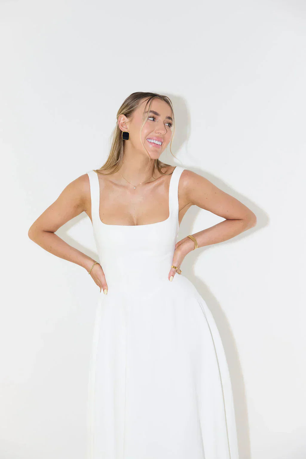 Lune London | Midi Dress with High Waist and Square Neckline