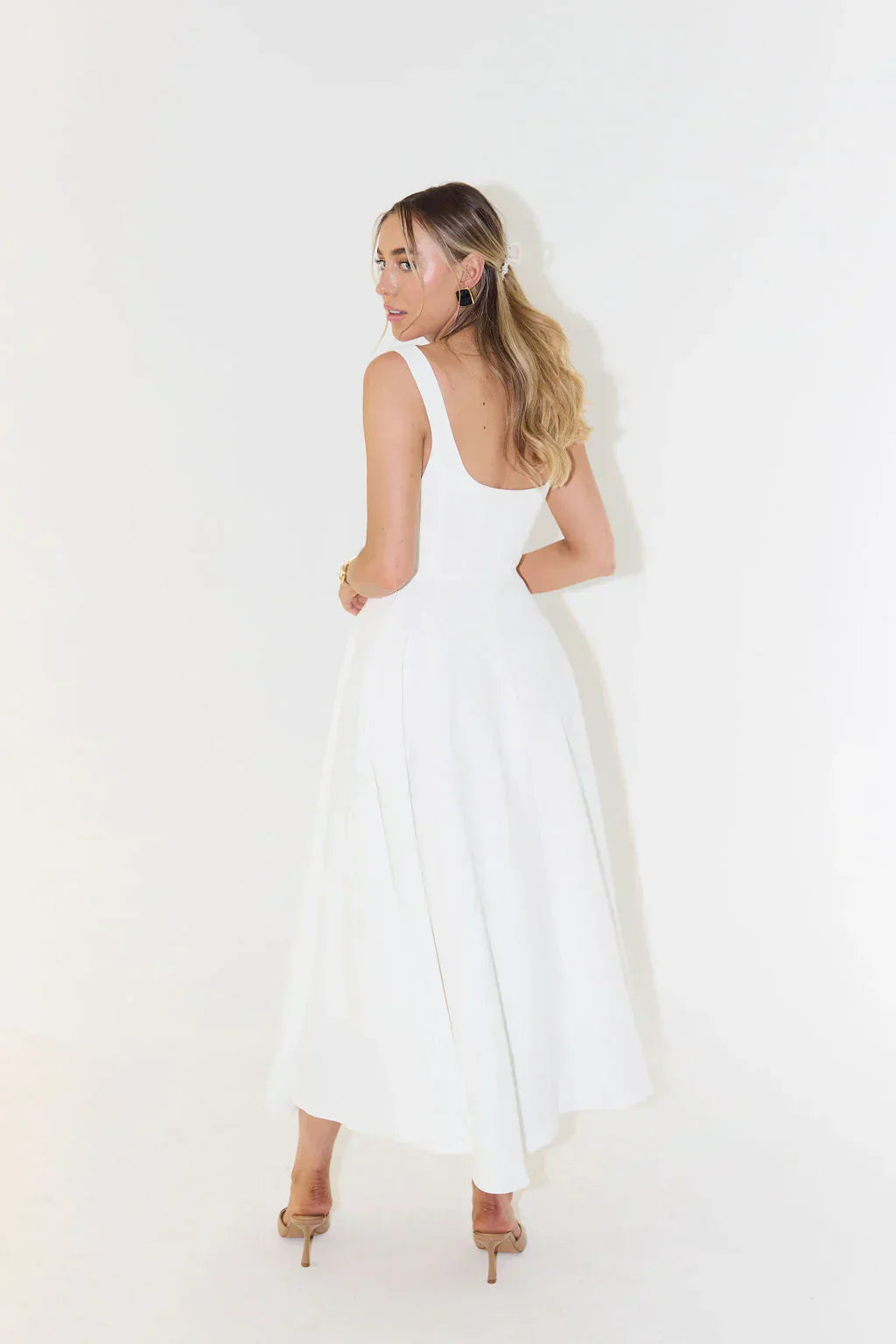 Lune London | Midi Dress with High Waist and Square Neckline