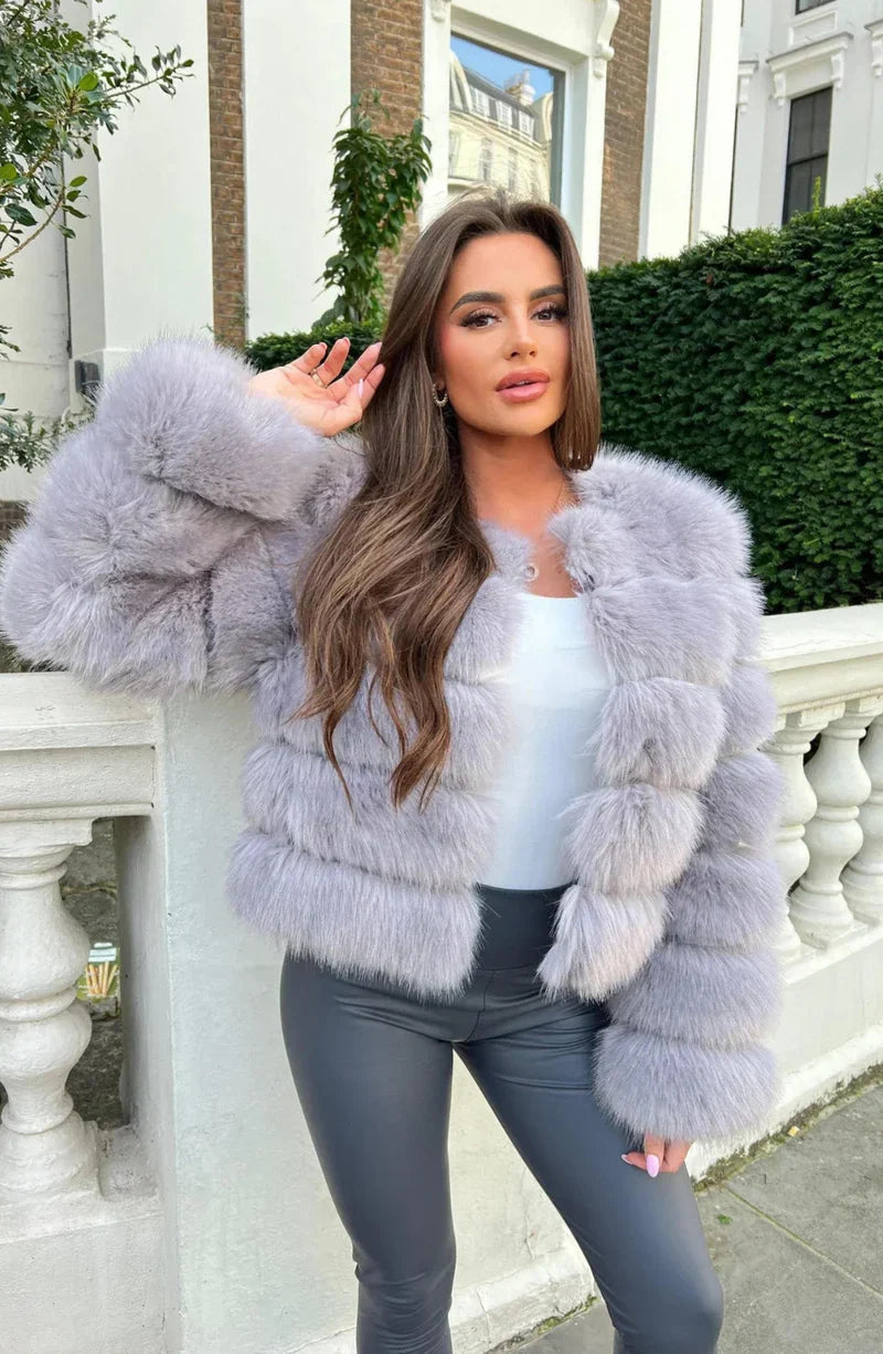 Lune London | Faux Fur Puffer Coat Short Plush Winter Jacket