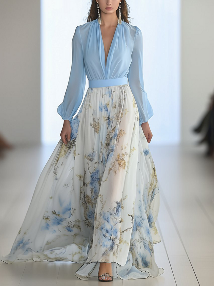Lune London | Shimmering Maxi Dress with Floral Print