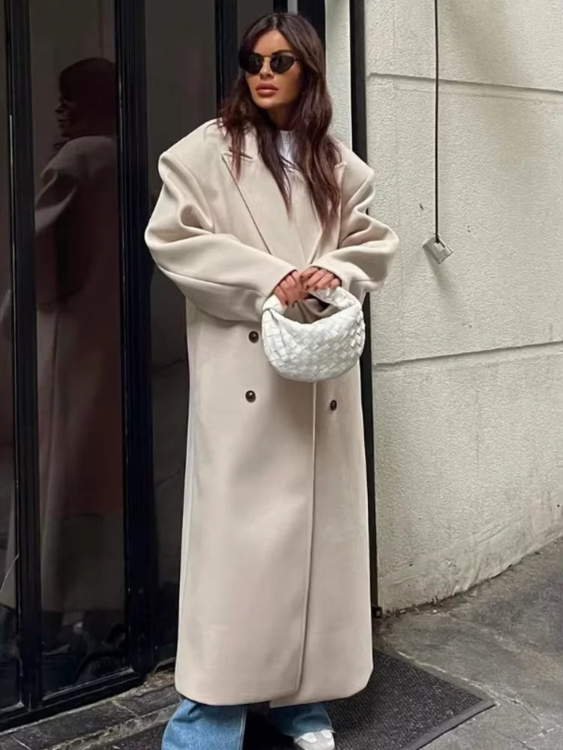 Lune London | Women's Jacket - Long Trench Coat with Lapel Collar