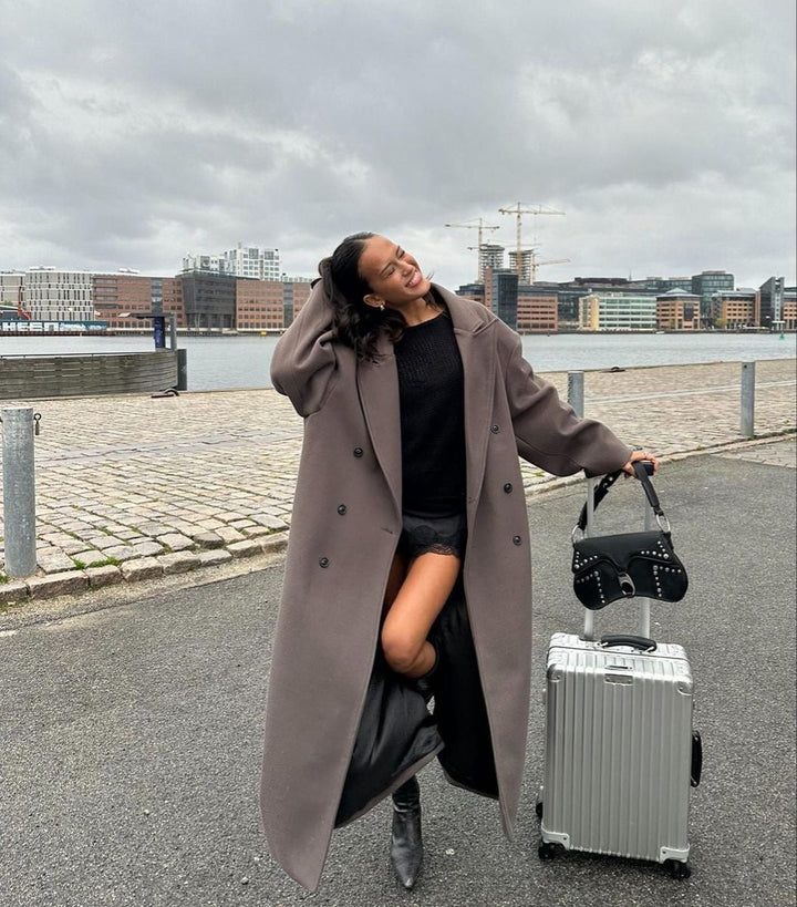 Lune London | Women's Jacket - Long Trench Coat with Lapel Collar