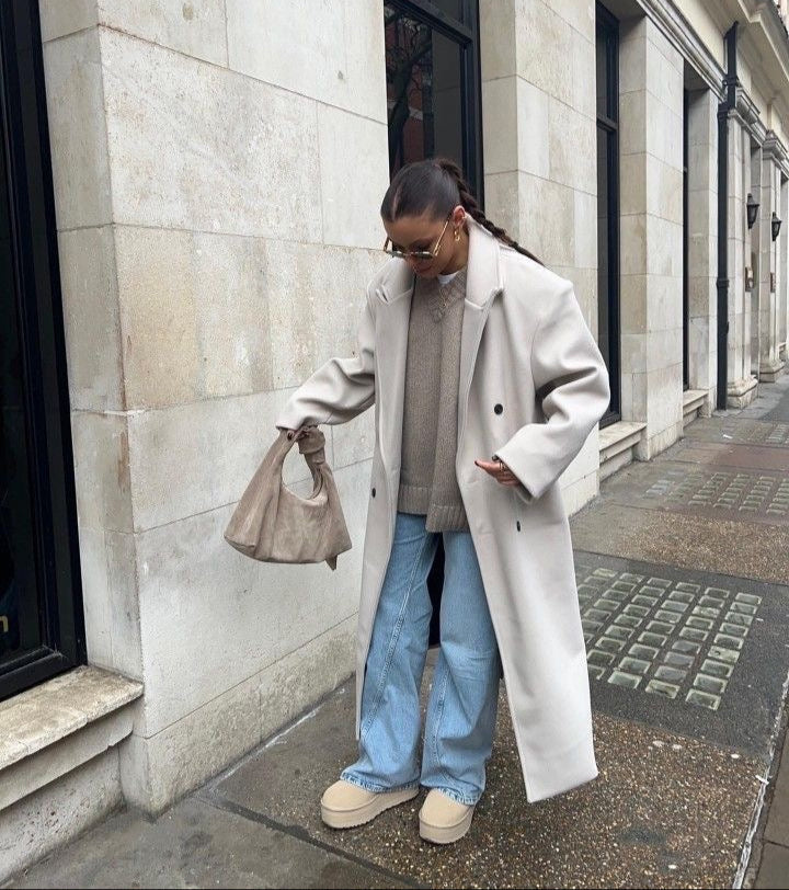 Lune London | Women's Jacket - Long Trench Coat with Lapel Collar