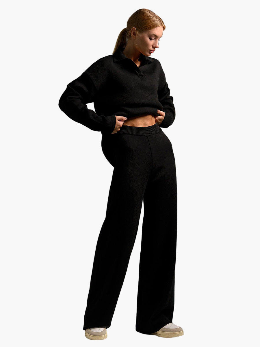 Lune London | Loungewear set - Oversized sweater with collar and wide pants - Perfect for home and leisure