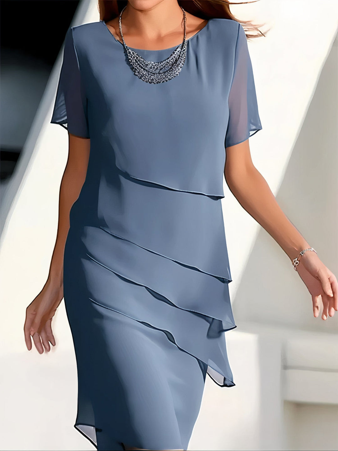 Lune London | Pleated Chiffon Dress - Jeannette