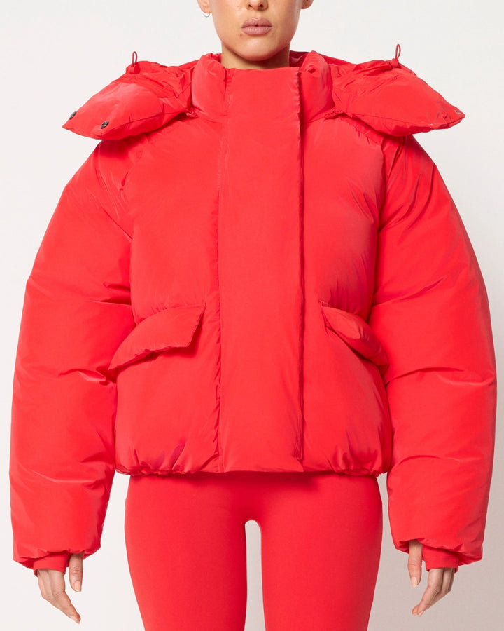 Lune London | Women's Jacket High Collar Hooded Zipper Design Cotton-Lined Jacket