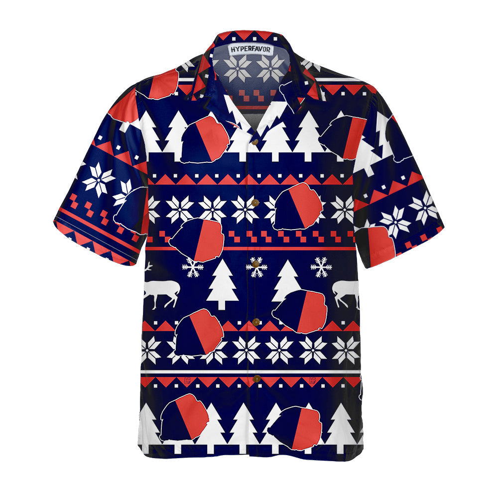 Lune London | Paris Ugly Christmas Hawaiian Shirt, French Flag Christmas Shirt for Men