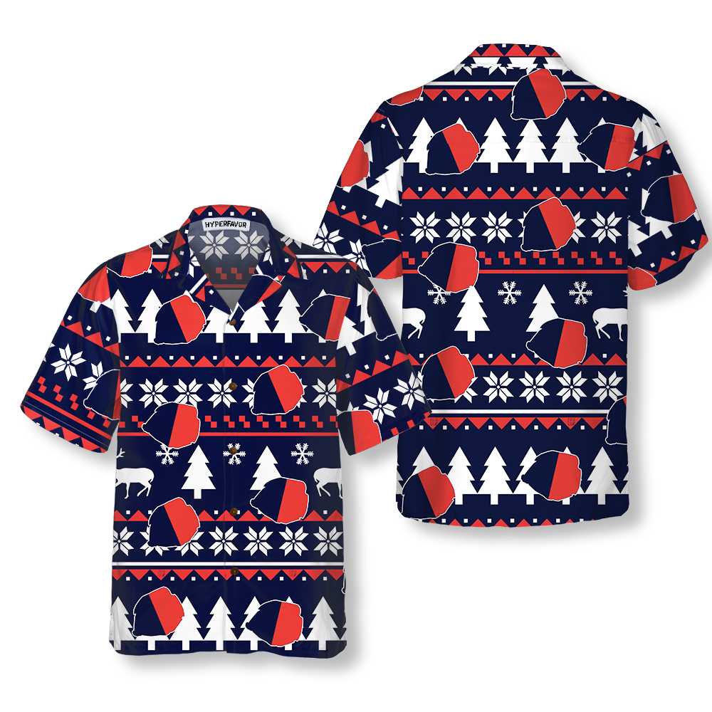 Lune London | Paris Ugly Christmas Hawaiian Shirt, French Flag Christmas Shirt for Men