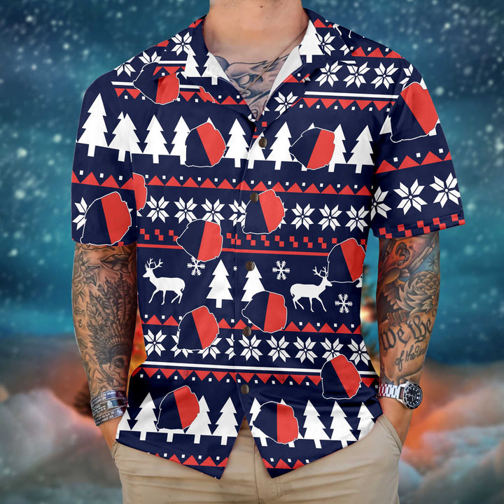 Lune London | Paris Ugly Christmas Hawaiian Shirt, French Flag Christmas Shirt for Men
