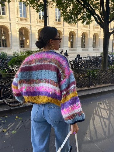 Lune London | Patchwork Cardigan for Women - Long Puff Sleeves