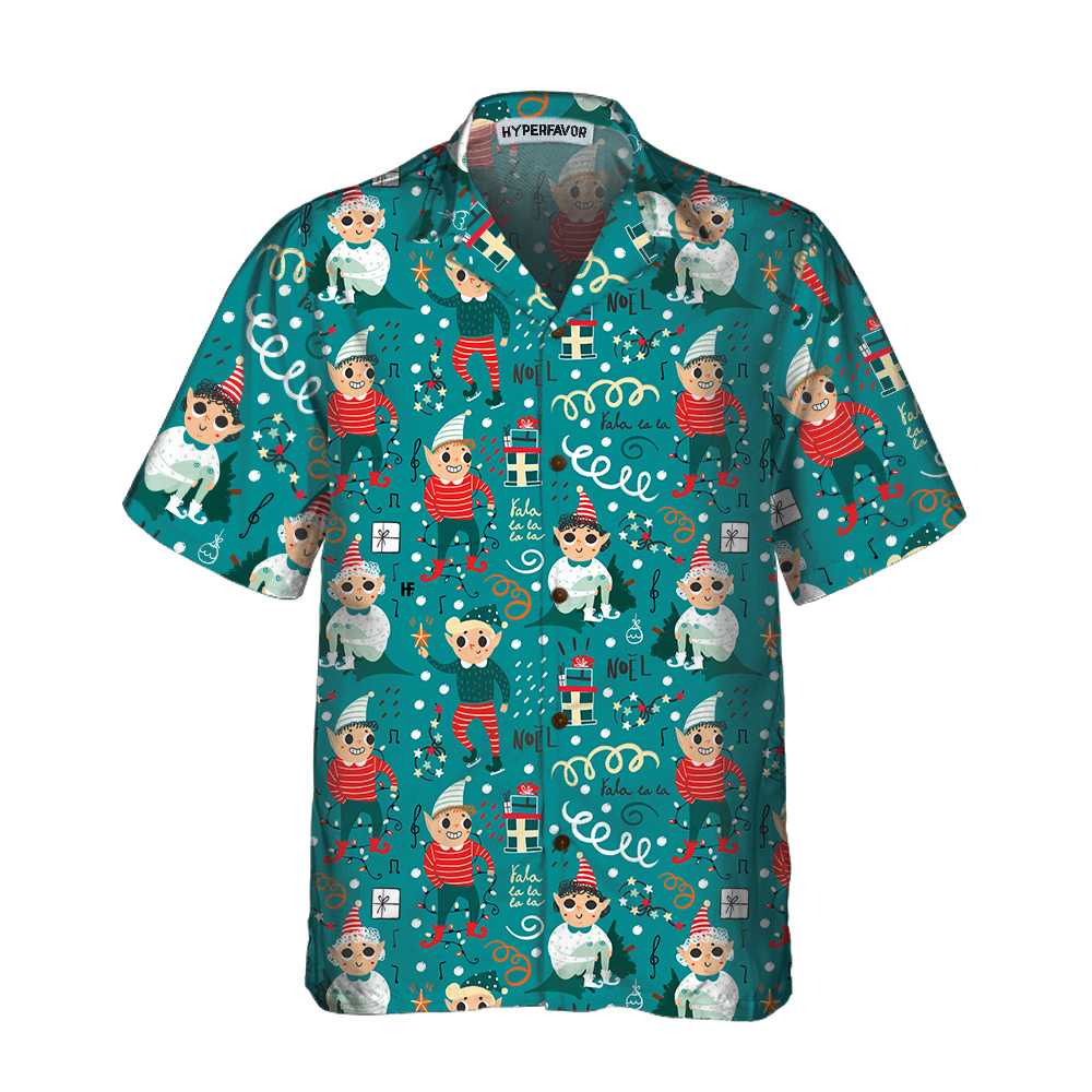 Lune London | Mischievous Christmas Elf Hawaiian Shirt, Fun Christmas Elf T-shirt, Best Christmas Gift Idea