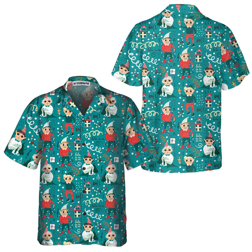 Lune London | Mischievous Christmas Elf Hawaiian Shirt, Fun Christmas Elf T-shirt, Best Christmas Gift Idea