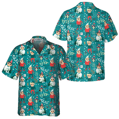 Lune London | Mischievous Christmas Elf Hawaiian Shirt, Fun Christmas Elf T-shirt, Best Christmas Gift Idea
