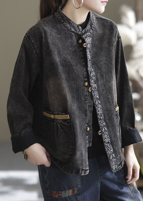 Lune London | Black Plus Size Waist Pocket Patchwork Cotton Denim Coats