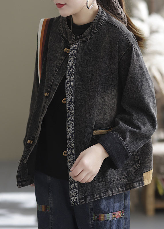 Lune London | Black Plus Size Waist Pocket Patchwork Cotton Denim Coats