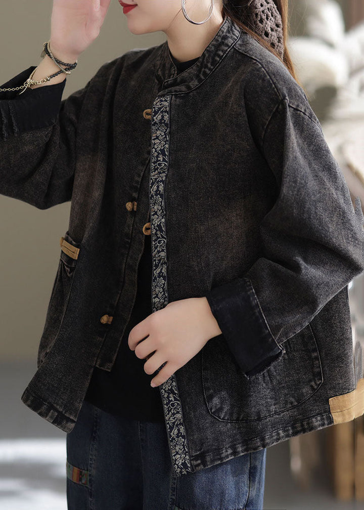 Lune London | Black Plus Size Waist Pocket Patchwork Cotton Denim Coats