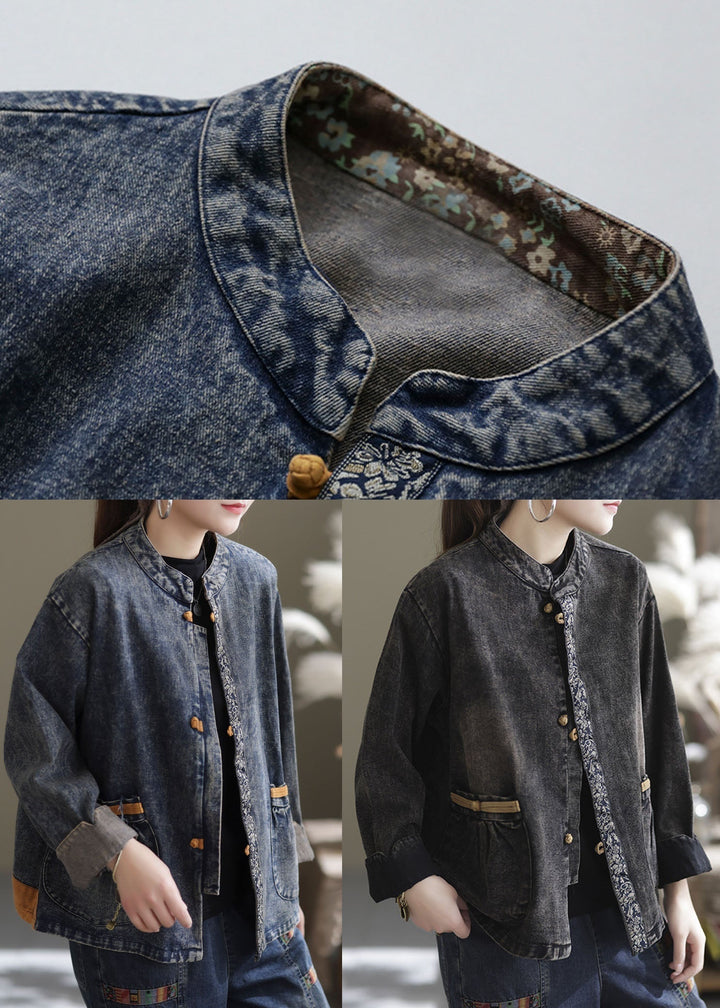 Lune London | Black Plus Size Waist Pocket Patchwork Cotton Denim Coats
