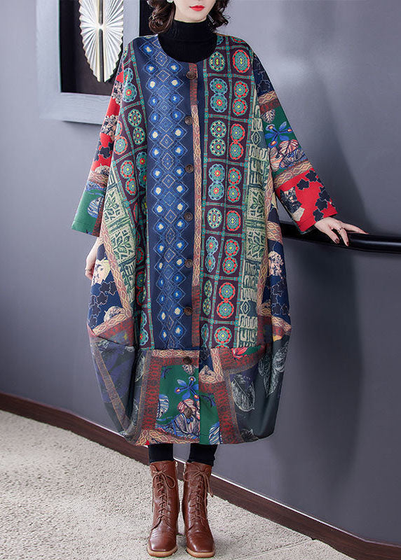 Lune London | Waist Colorblock O-neck asymmetrical print cotton trench coats