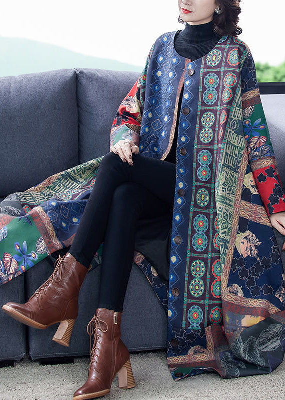 Lune London | Waist Colorblock O-neck asymmetrical print cotton trench coats