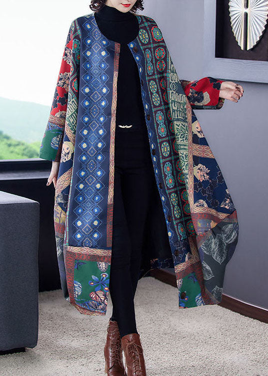 Lune London | Waist Colorblock O-neck asymmetrical print cotton trench coats