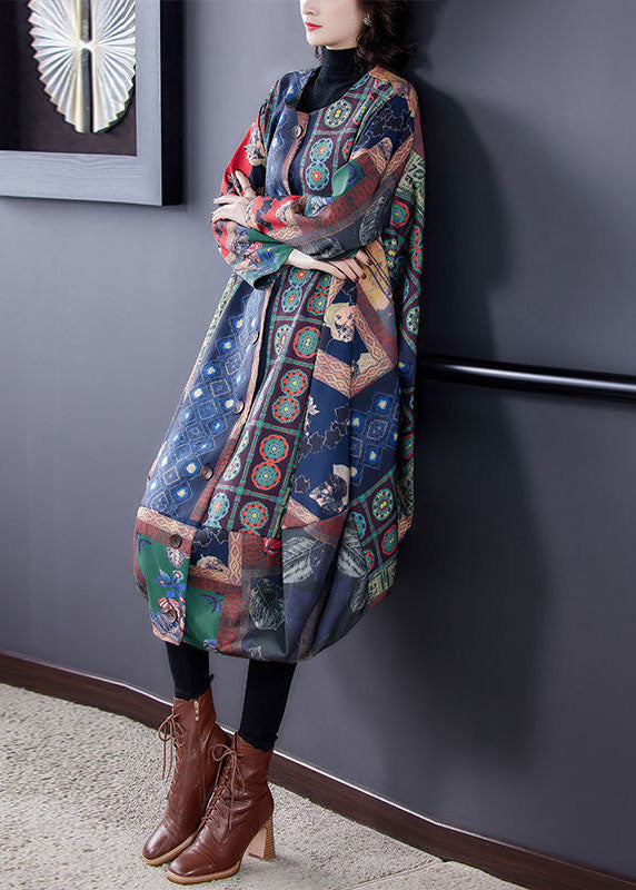 Lune London | Waist Colorblock O-neck asymmetrical print cotton trench coats