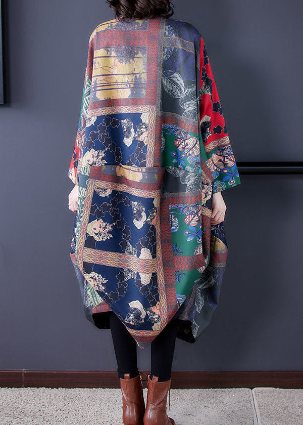 Lune London | Waist Colorblock O-neck asymmetrical print cotton trench coats