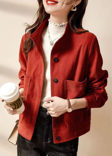 Chic und Stil | Size Cotton patchwork coats with red buttons and pockets Long sleeves