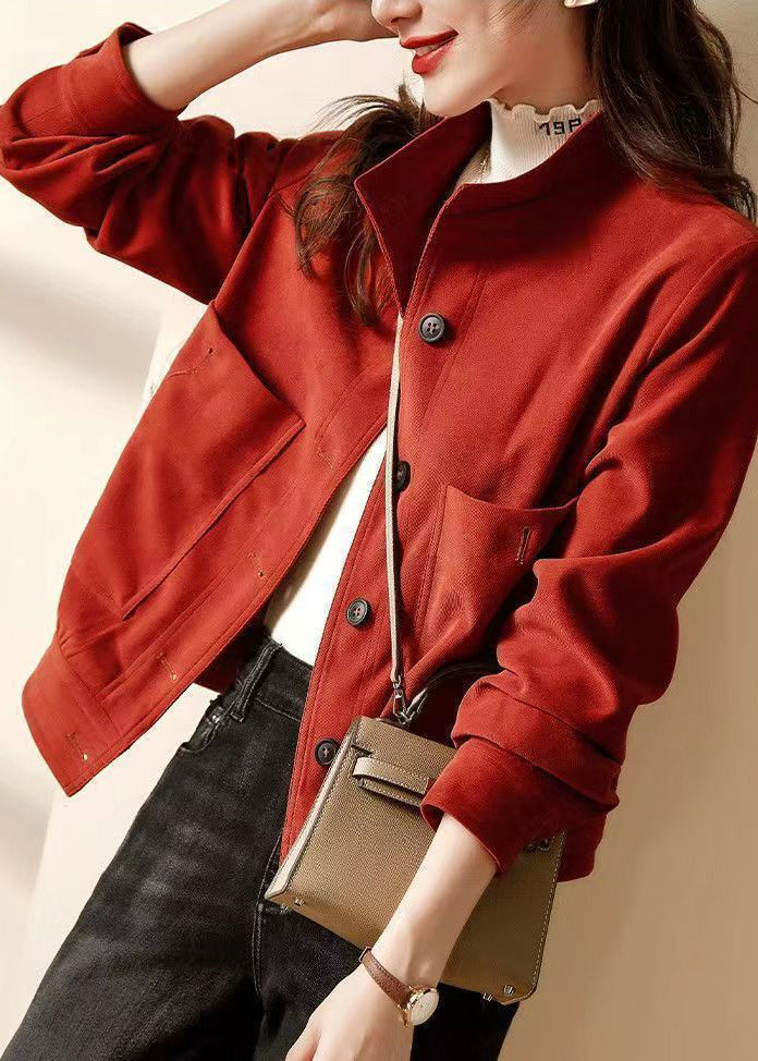 Chic und Stil | Size Cotton patchwork coats with red buttons and pockets Long sleeves