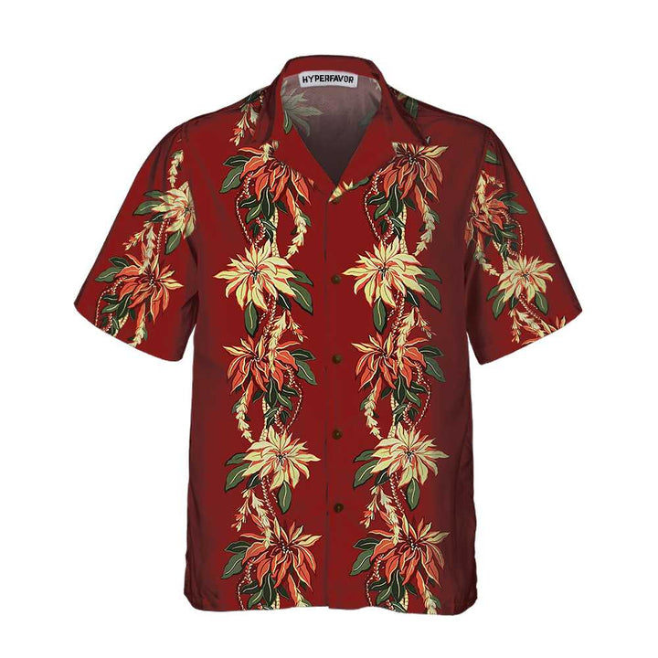 Lune London | Christmas Poinsettia Hawaiian Shirt, Vintage Christmas Shirt, Best Christmas Gift Ideas