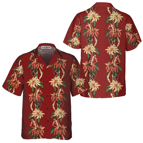 Lune London | Christmas Poinsettia Hawaiian Shirt, Vintage Christmas Shirt, Best Christmas Gift Ideas