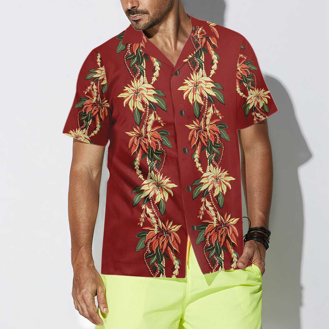 Lune London | Christmas Poinsettia Hawaiian Shirt, Vintage Christmas Shirt, Best Christmas Gift Ideas