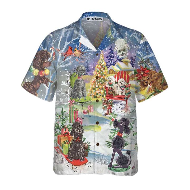 Lune London | Poodle through the snow Hawaiian shirt, fun Christmas shirt for men and women, best Christmas gift