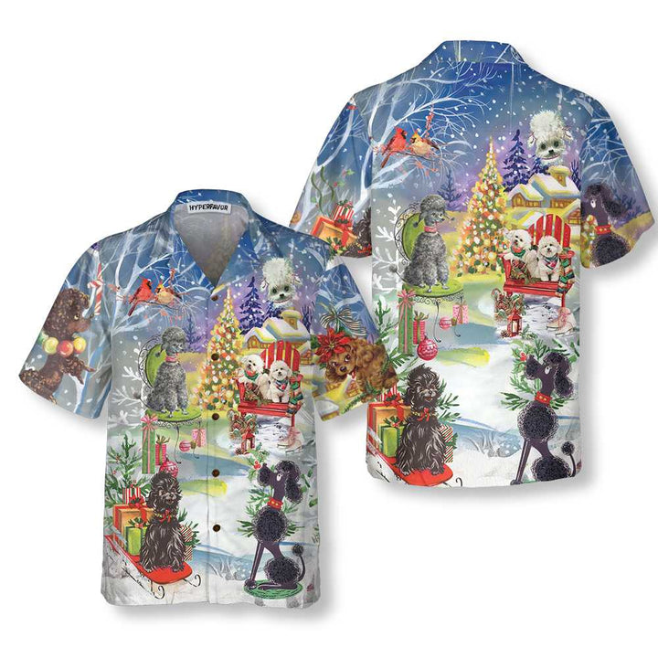 Lune London | Poodle through the snow Hawaiian shirt, fun Christmas shirt for men and women, best Christmas gift