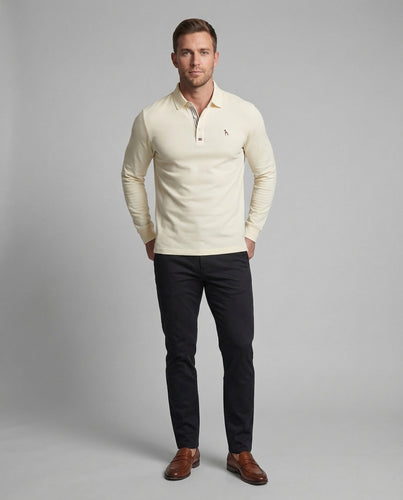 Men's Long Sleeve Polo Shirt Piqué Shirt Collar Embroidery Logo