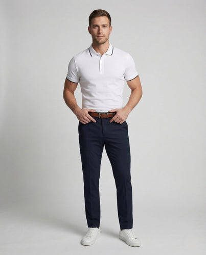 Men's Polo Shirt Piqué Slim Fit Piping Collar
