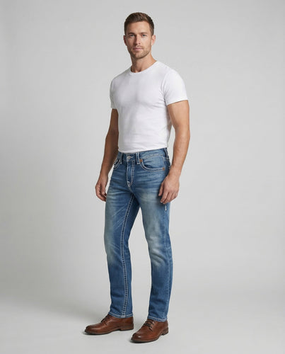 Men's Jeans Straight Contrast Stitches