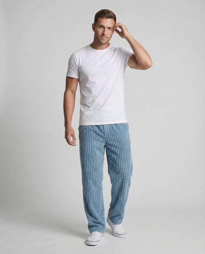 Men's Velour Pants Wide Elastic Waistband